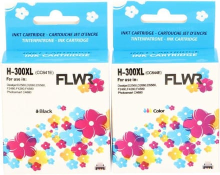 FLWR - Inktcartridge / 300XL / 2-pack / Zwart & Kleur - Geschikt voor HP