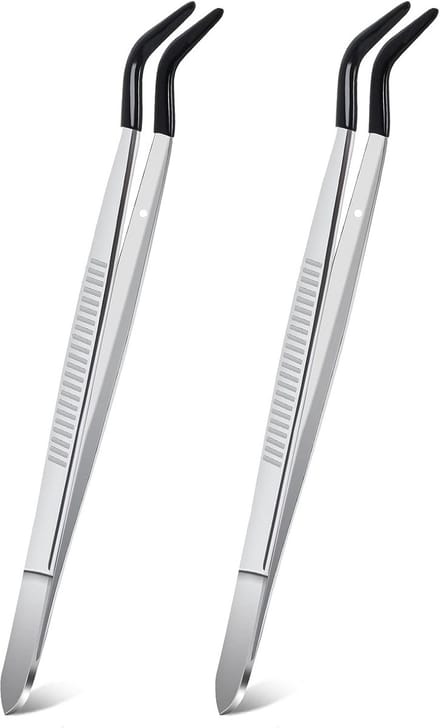 Rubberen Gebogen Tip Pincet - 2 Stuks PVC Gecoat en Niet Marring voor Lab en Sieraden