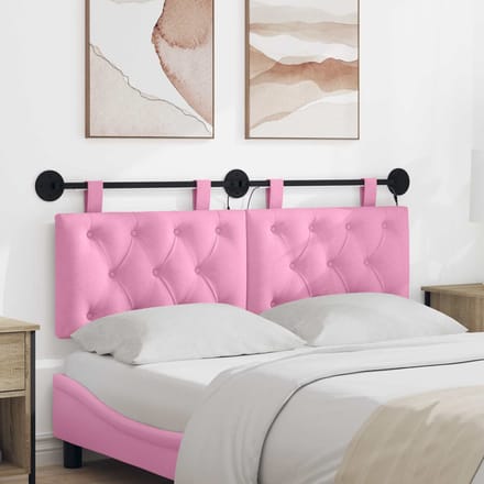 vidaXL - Hangend - hoofdbord - Met - LED-verlichting - Roze - Stof