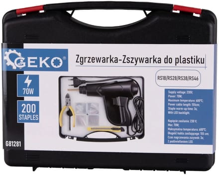GEKO Plastic laspistool set - 70W - LED verlichting - Inclusief 200 nietjes - Snelle opwarming