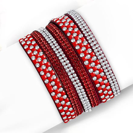Montebello Armband Ayo Red - Leer - Zirkonia - 20cm