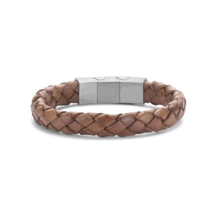 Frank1967 - 7FB-0646 - Gevlochten Armband Bruin met Stalen Sluiting - Heren