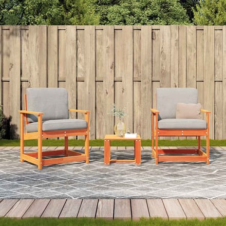 vidaXL - 3-delige - Loungeset - massief - grenenhout - wasbruin
