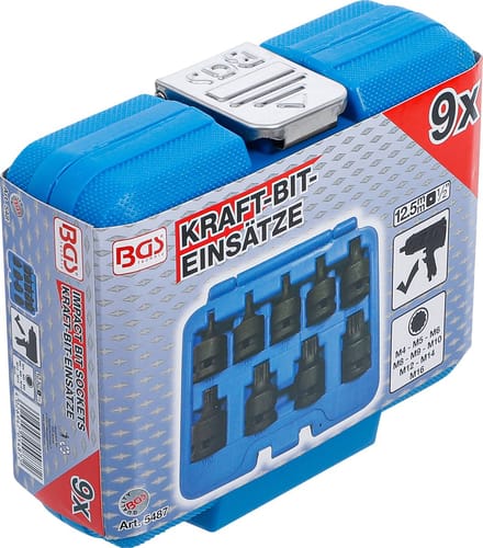 BGS Krachtdoppen set 1/2, veeltand (voor XZN) M4 - M16, 9 delig