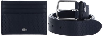 LACOSTE Leren Riem Kaarthouder Elegance Punch Cardholder + Belt Box W95 Eclipse Donkerblauw
