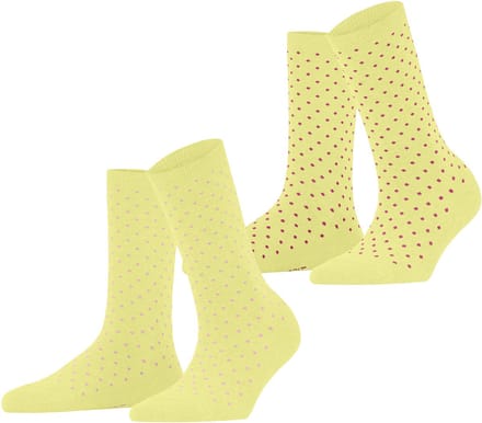 Esprit Fine Dot 2-Pack gedessineerd katoen multipack sokken dames geel - maat 35-38