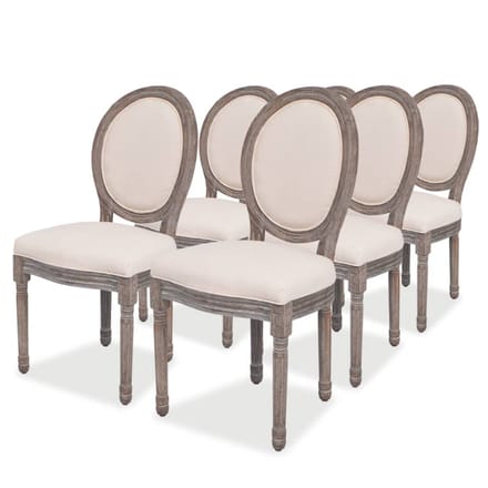 vidaXL - Eetkamerstoelen - 6 - st - stof - crèmekleurig