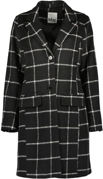 Blue Seven - Jas 291096 zwart ruit lang model - maat 40