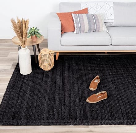 NATURL. Jute vloerkleed Fair - Zwart | 100% natuurlijk - 80x150cm