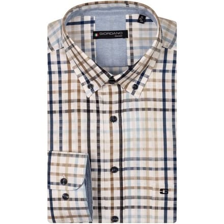 Giordano Overhemd Ivy Twill Multi Check Button Down Navy-Multi / male