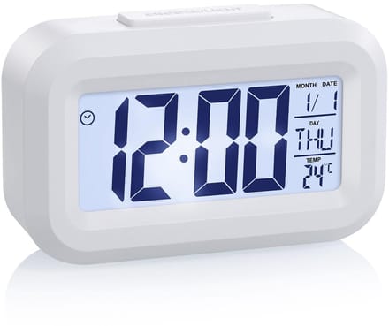 Allecto - Digitale wekker - Smart wekker met sluimerfunctie - Wit - LCD-display - Ideaal voor slaapkamer en reizen - Compact formaat