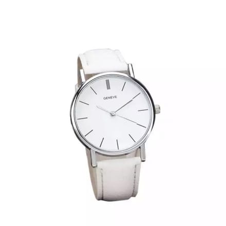 Hidzo Horloge Geneve Ø 37 mm - Wit - Kunstleer - Inclusief Horlogedoosje