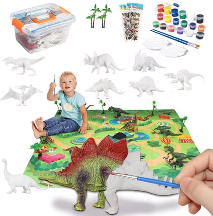 Allerion Dino Kinder Schilder Set - Met 8 Dinosaurussen en Schilderspullen