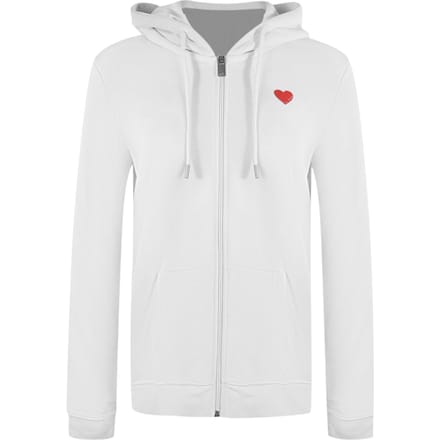 Love Moschino Small Red Heart Logo Zip White Hoodie