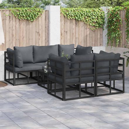 vidaXL - Tuinbank - Set - 6 - st - Zwart - Staal