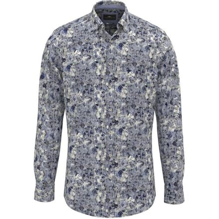 Fynch-Hatton Overhemd Fancy Fantasy Hexagon Pattern Misty Blue / male