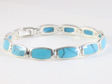 Hoogglans zilveren armband met blauwe turkoois