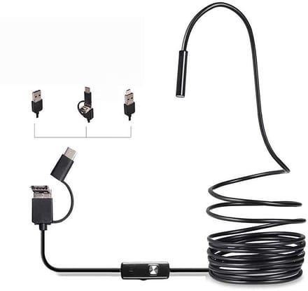 Jonyx - Endoscoop - Inspectiecamera - USB/Micro-USB/USB-C adapter - 5 meter - Zwart - Geschikt voor Android telefoon