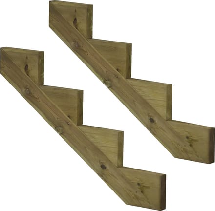 Set van 2 stuks: Trapbalk 4 treden geïmpregneerd hout voor tuintrap