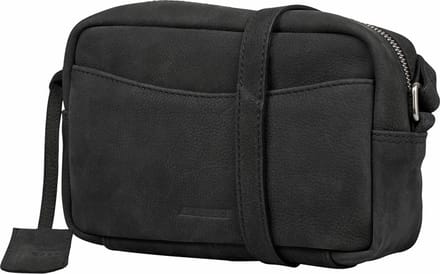 Salted Leren Dames Schoudertasje - Crossover - Camerabag - Nubuck Leer - Zwart