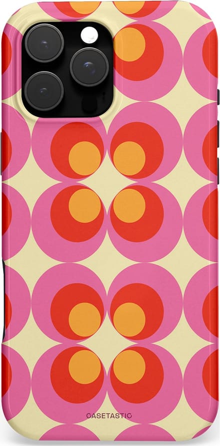 Casetastic hoesje geschikt voor Apple iPhone 16 Pro Max - MagSafe - Dubbellaagse bescherming - Circle boogie - Fashion Case - Roze Rood Zand Okergeel