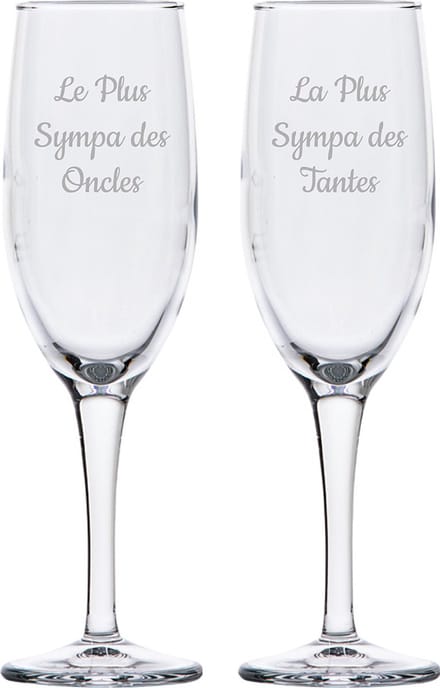 Champagneglas gegraveerd - 16,5cl - Le Plus Sympa des Oncles & La Plus Sympa des Tantes