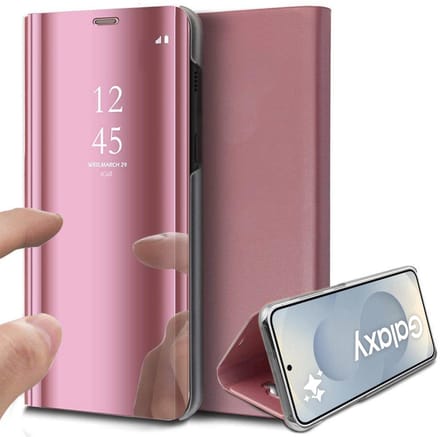 Hoesje geschikt voor Samsung Galaxy S25 Plus - Spiegel Book Case Rosegoud