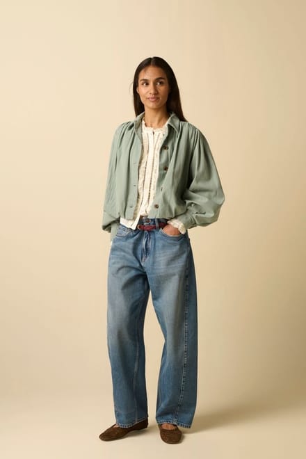 Sissy-Boy - Blauwe cropped mid waist barrel jeans