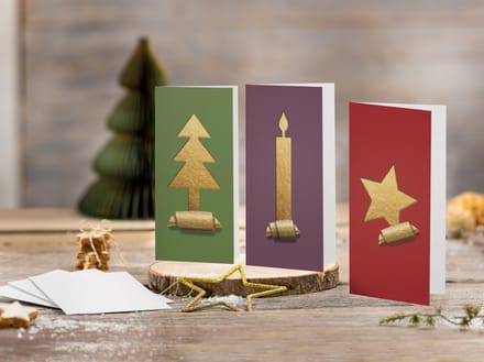 Kerstkaarten Sigel incl. - envelop (goud) - wit karton -