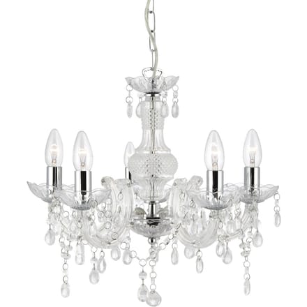 Searchlight Kroonluchter Marie Therese, helder, 5-lamps