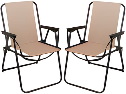 Redcliffs Klapstoel unica - 2x - beige - voor kinderen - 75 x 38 cm - metaal/polyester - campingstoel / tuinstoel