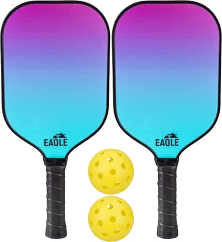 Pickleball Set Eaqle Blauw/Paars, 2 Rackets + 2 Ballen