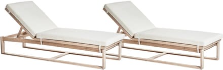 AZZANELLO - Ligstoel set van 2 - Gebroken wit - Acaciahout
