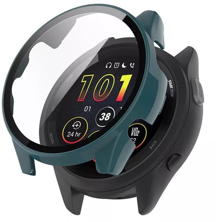 Strap-it Bescherm Hoesje met Glasplaat – Geschikt voor Garmin Forerunner 265 – Groen – Case met Screen Protector