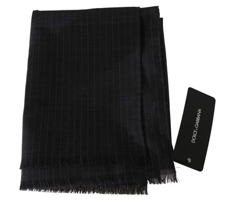 Dolce & Gabbana Men's Grijs 100% Wol Gestreept patroon Wrap Sjaal