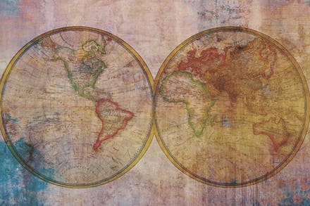 Fotobehang - Wold Map Abstract II 375x250cm - Vliesbehang