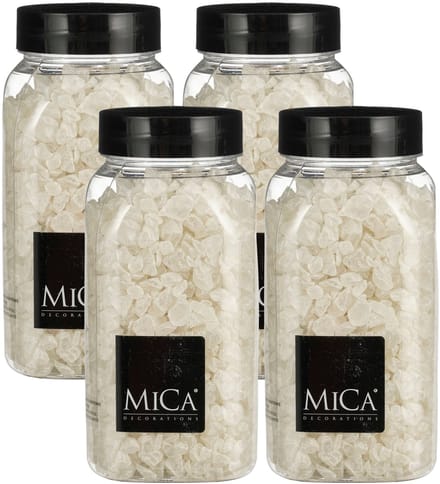 Mica Decorations decoratie steentjes / granulaat - 4x - 650 ml - 4-10 mm - mat wit - siergrind
