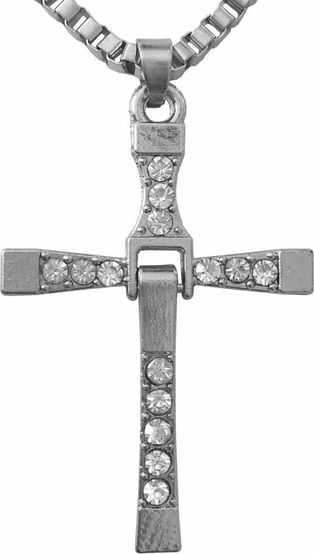 Fako Bijoux® - Ketting - Kruis - Kristal - Classic - Zilverkleurig