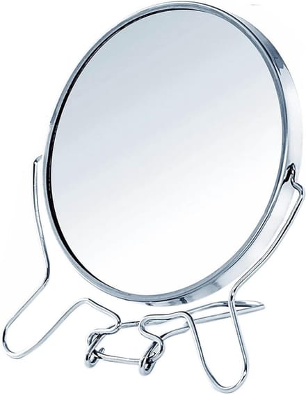 Dubbelzijdige Make-up Spiegel – 16 cm Diameter – 3x Vergroting – Zilver