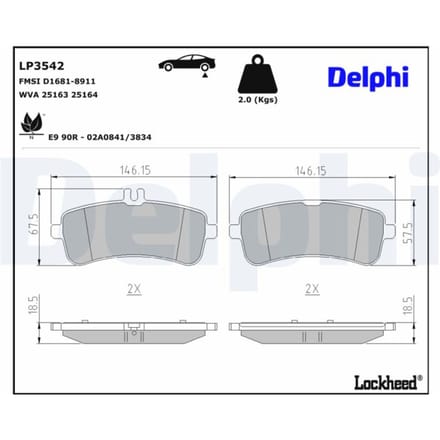 Remblokset DELPHI LP3542, achter
