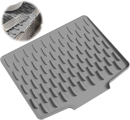 Siliconen Afdruipmat - Keuken Droogmat - Snel Servies Drogen - Efficiënte Waterafvoer - 40 x 33 cm - Grijs