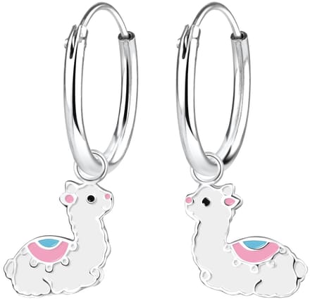 Joy|S - Zilveren Alpaca lama bedel oorbellen - oorringen - sterling zilver 925 - kinderoorbellen