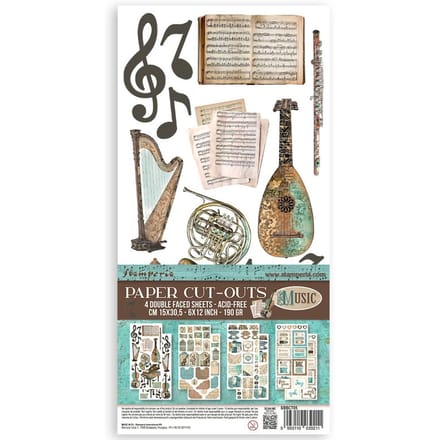 Stamperia - Music 6x12 Inch Paper Cut-outs (4pcs) (SBBCT05)