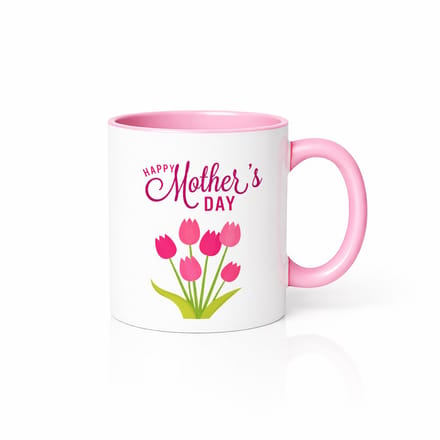 Lieve Moederdag Mok Roze en Wit - Bloemen Tulpen Design - Ideaal Moederdag Presentje