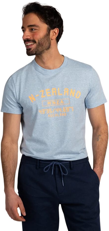 T-shirt New Zealand lichtblauw gemêleerd