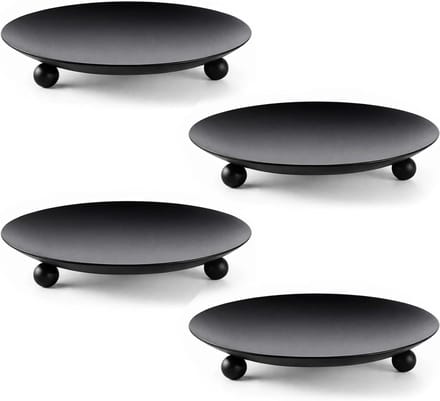 Omgoods - Set van 4 Zwarte Metalen Kandelaars
