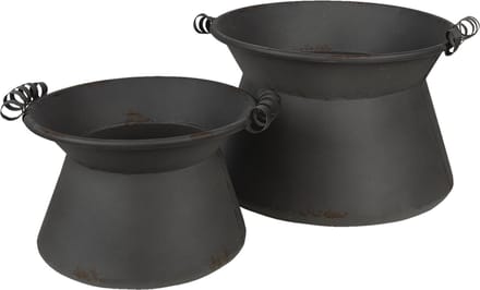 Clayre & Eef Bloempot Set van 2 Ø 28 Ø 22 cm Grijs IJzer
