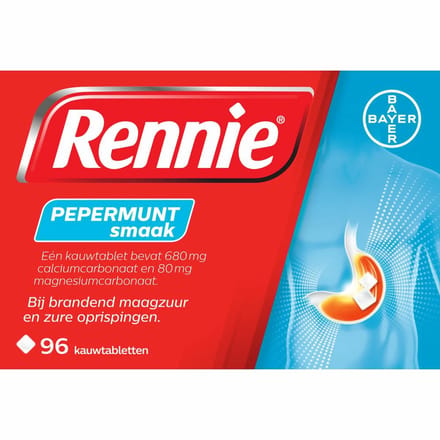 Rennie Pepermunt Kauwtabletten - 3 x 96 tabletten