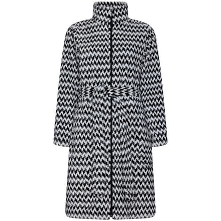 Pastunette Premium Badjas - Monochroom - Zwart / Wit - Fleece - Rits - Maat S