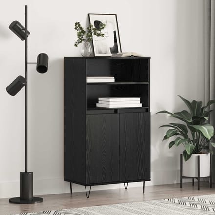 vidaXL - Highboard - Zwart - 60 - x - 36 - x - 110 - cm - Bewerkt - hout